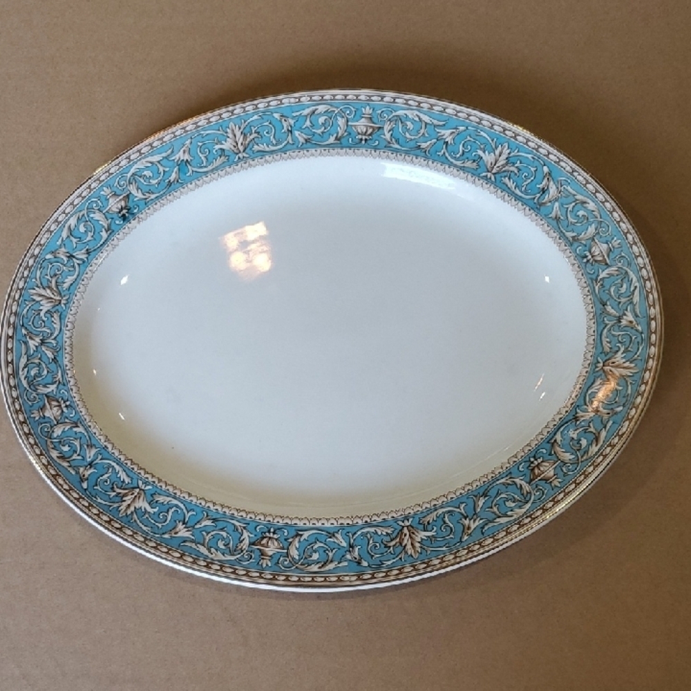 Crown Ducal Ware Classic White and Blue Ornate Serving Platter VTG 40's ATLANTA